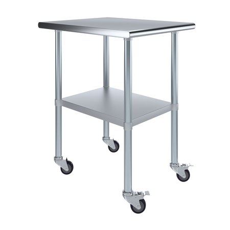 AMGOOD 30x24 Rolling Prep Table with Stainless Steel Top AMG WT-3024-WHEELS